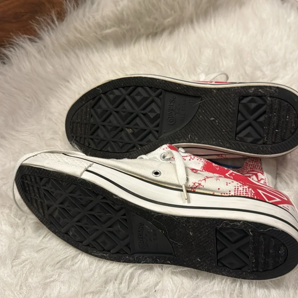 Converse White High-Top Sneakers with Blue & Red Superman Accent